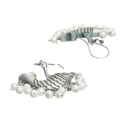 Jazz and Sizzle Silver-Plated Oxidised Contemporary Drop Earrings image 2