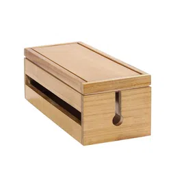 WHITEWHALE White Set of 1 Wooden Cord Organizer Box image 3