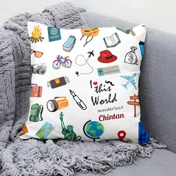 ARTBUG White & Red 3 Pieces Chintan Name Printed Mug, Sipper Bottle & Cushion Gift Sets image 4