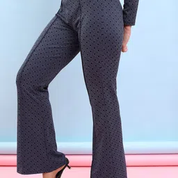 Tokyo Talkies Women Printed Regular Fit Bootcut Trousers image 5