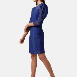 Annabelle by Pantaloons Self Design Puff Sleeves Knee Length Sheath Dress image 3