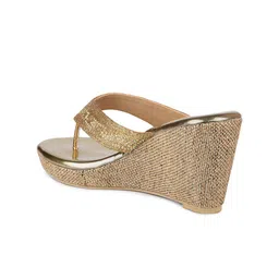 Inc 5 Gold-Toned Ethnic Wedge Heels image 4