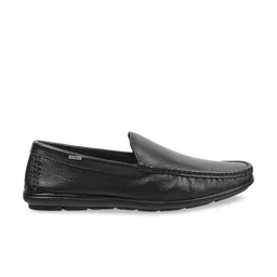 WALKWAY by Metro Men Black Leather Slip-On Loafers image 2