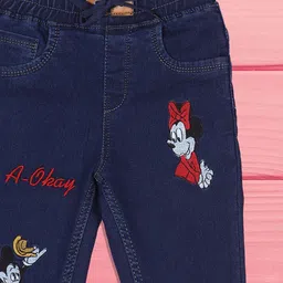 A-Okay Girls Slim Fit High-Rise Low Distress Embroidered Cotton Jeans image 2