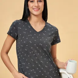 Dreamz by Pantaloons Floral Printed Pure Cotton Lounge T-Shirts-picture-24