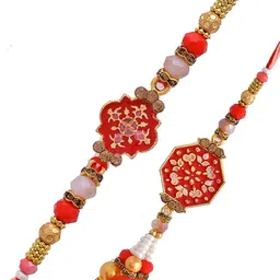 Aapno Rajasthan Unisex Set Of 2 Stone Studded Bhaiya Bhabhi Rakhi image 3