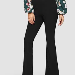 Next One Women Relaxed Flared High Rise Stretchable Easy Wash Bootcut Trousers image 3