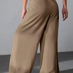 Next One Women Smart High-Rise Stretchable Wide Leg Baggy Fit Parallel Trouser image 3