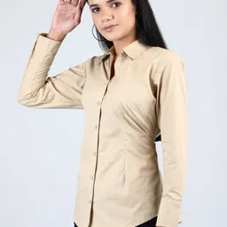 blue ronin Women Regular Fit Solid Curved Collar Casual Shirt image 5