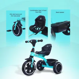 qumon Dexter Prima Heavy Duty, Smart Seat with Safety Belt, Storage Basket Ride-on Toy for 1 to 5 Years Boys & Girls (Capacity 30kg) Tricycle image 4