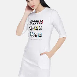 STATUS MANTRA Typography Printed Pure Cotton T-shirt Dress image 3