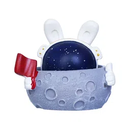 eCraftIndia Grey Figurine Moon Shaking Head With Red Flag Showpiece image 3