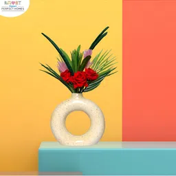 GW CREATIONS Yellow & Red Printed Curio Showpiece image 3