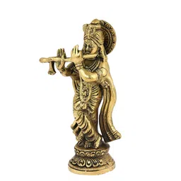 Imli Street Gold Toned Textured Krishna Idol Figurine Showpiece image 3