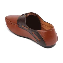 FAUSTO Men Tan Colourblocked PU Lightweight Loafers image 5