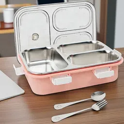 colorbee Vibrant Patterned 750 ml Stainless Steel Lunch Box with Airtight Compartments 3 Containers Lunch Box-picture-15