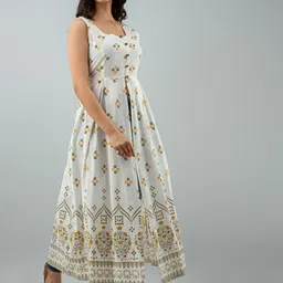 ftDiva Floral Printed Round Neck Straight Kurta image 3
