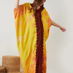 The Kaftan Company Floral Printed Maxi Kaftan Nightdress image 3