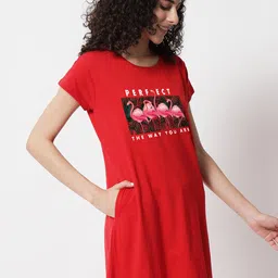 FFLIRTYGO Red Printed Nightdress image 2