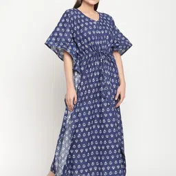 TAG 7 Ethnic Motifs Printed Pure Cotton Maxi Kaftan Nightdress image 5