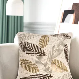 PURINA'S Brown & White Embellished Square Cushion Cover image 2