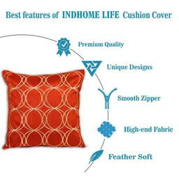 INDHOME LIFE Red Set of 3 Embroidered Square Cushion Covers image 3