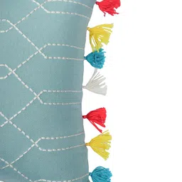 ZEBA Green & White Embroidered Rectangle Cushion Cover image 3