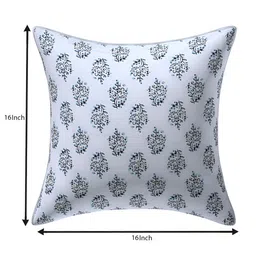 Texstylers Grey & White 2 Pieces Floral Printed Reversible Cotton Square Cushion Covers image 3