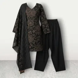 trendistaa Unstitched Wool Suit Fabric Floral Print image 2