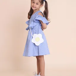 House of Spades Polka Dots Printed Flutter Sleeve Fit & Flare Dress image 3