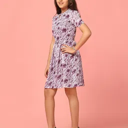 FASHION DREAM Girls Floral Print Choker Neck Puff Sleeve Georgette Fit & Flare Dress image 5