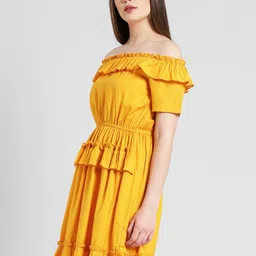 DODO & MOA Mustard Yellow Off-Shoulder Dress image 2