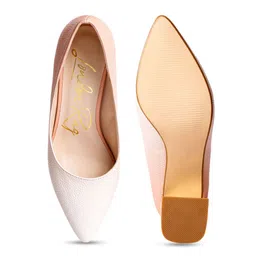 London Rag Textured Pointed Toe Block Heel Pumps image 4