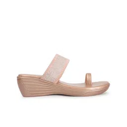 Mast & Harbour Rose Gold Toned Open Toe Wedge Heels image 5