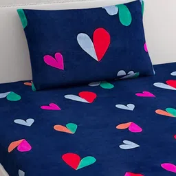 Urban Magic Blue & Red Graphic 130 TC Single Bedsheet with 1 Pillow Covers image 2