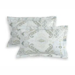 RD TREND Green & White Printed 210 TC Pure Cotton King Bedsheet & 2 Pillow Covers image 4