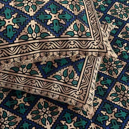 bsb home Blue & Black Ethnic Motifs Cotton 210 TC King Bedsheet with 2 Pillow Covers image 3
