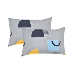 RRC Pink & Grey Geometric 144 TC King Fitted Bedsheet with 2 Pillow Covers image 4