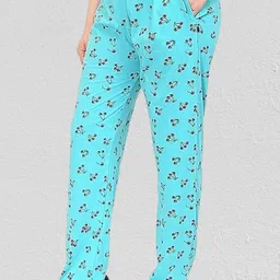 skwardrobe Women Printed Light Blue Track Pants image 1