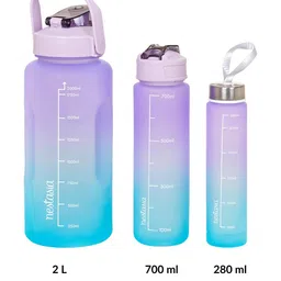 Nestasia Lavender Coloured & Blue 3 Pieces Printed Time Marker Toxin-free Water Bottles image 5