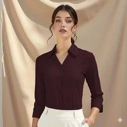 kaarchop Women Regular Fit Solid Spread Collar Formal Shirt image 1