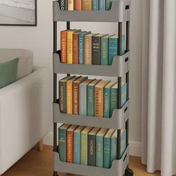 vm bond Multi-Purpose Plastic Storage Organizer 4-Tier Rack with Wheel Bathroom & Office Plastic Kitchen Trolley-picture-17