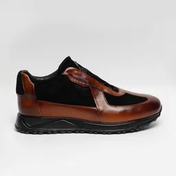 ZEESH Men Textured Leather Slip-On Sneakers image 3