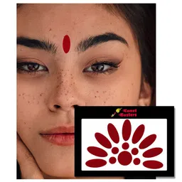 Comet Busters 15 Pcs Reusable Traditional Bindis - Maroon image 3