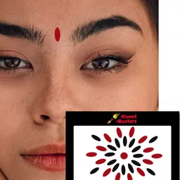Comet Busters 27 Pcs Oval Shaped Designer Bindis - Red & Black image 3