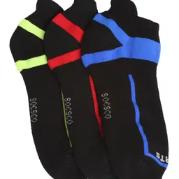MUTAQINOTI Men Pack of 3 Green & Red Solid Ankle-Length Antimicrobial Socks image 3