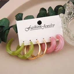 Unwind by Yellow Chimes Pack Of 3 Half Hoop Earrings image 3