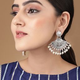 Rubans Silver-Toned Classic Drop Earrings-picture-46