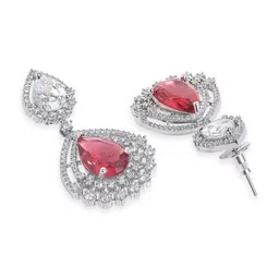 Rubans Rhodium Plated Oval Drop Earrings image 4