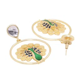 Shoshaa Green Peacock Shaped Drop Earrings image 2